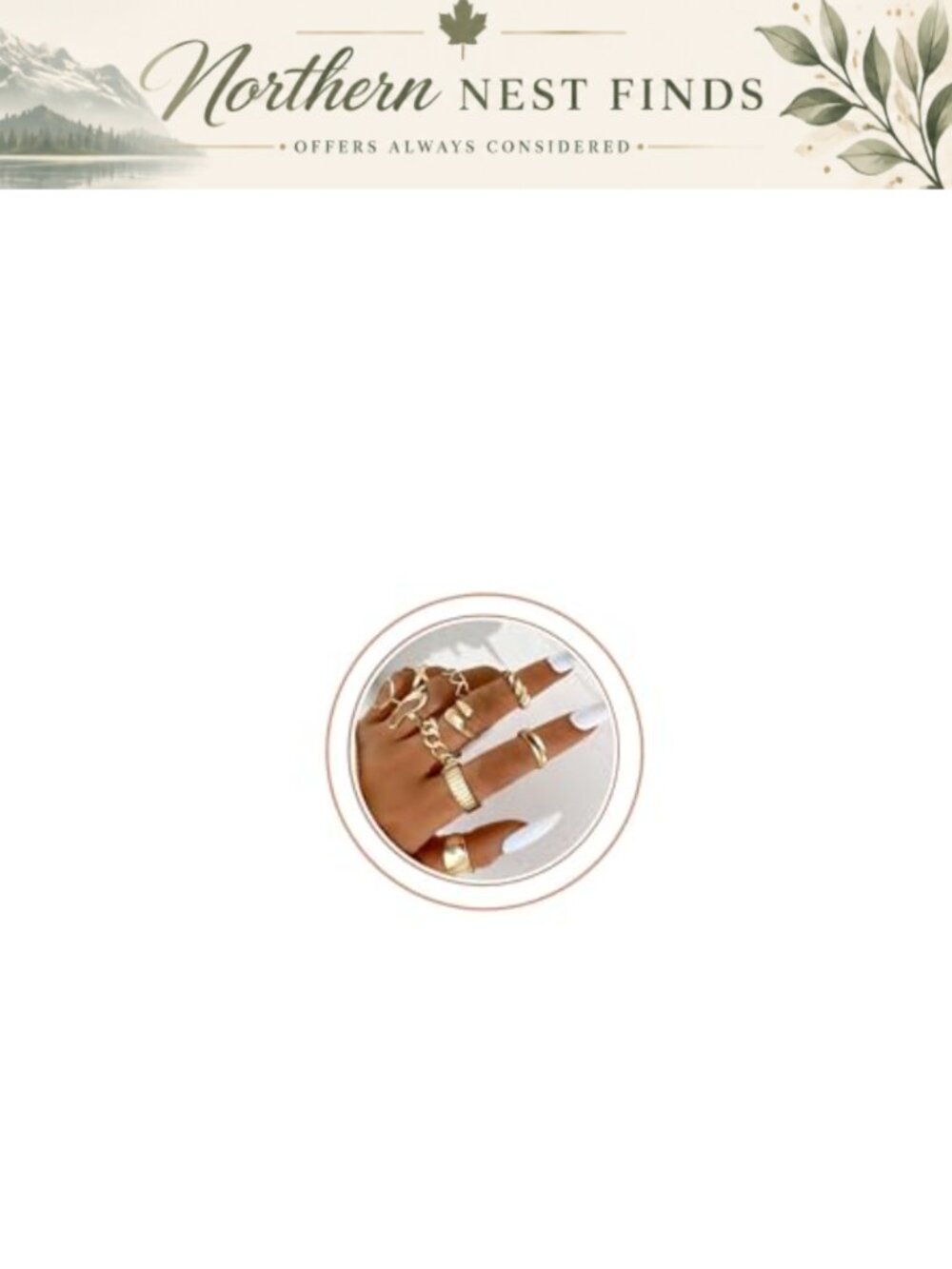 10 Pc Stackable Rings Set 18K Gold Plated Adjustable Open Twist Dome